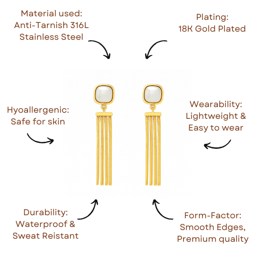 Golden Cascade Pearl Earrings