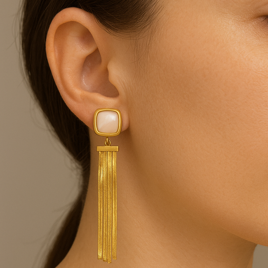 Golden Cascade Pearl Earrings