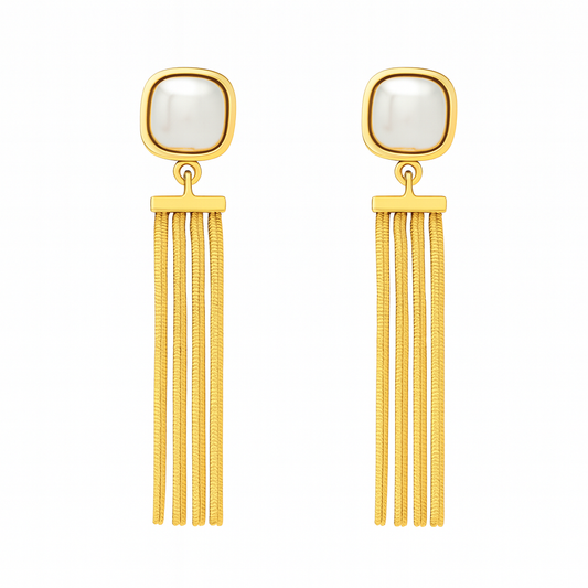 Golden Cascade Pearl Earrings