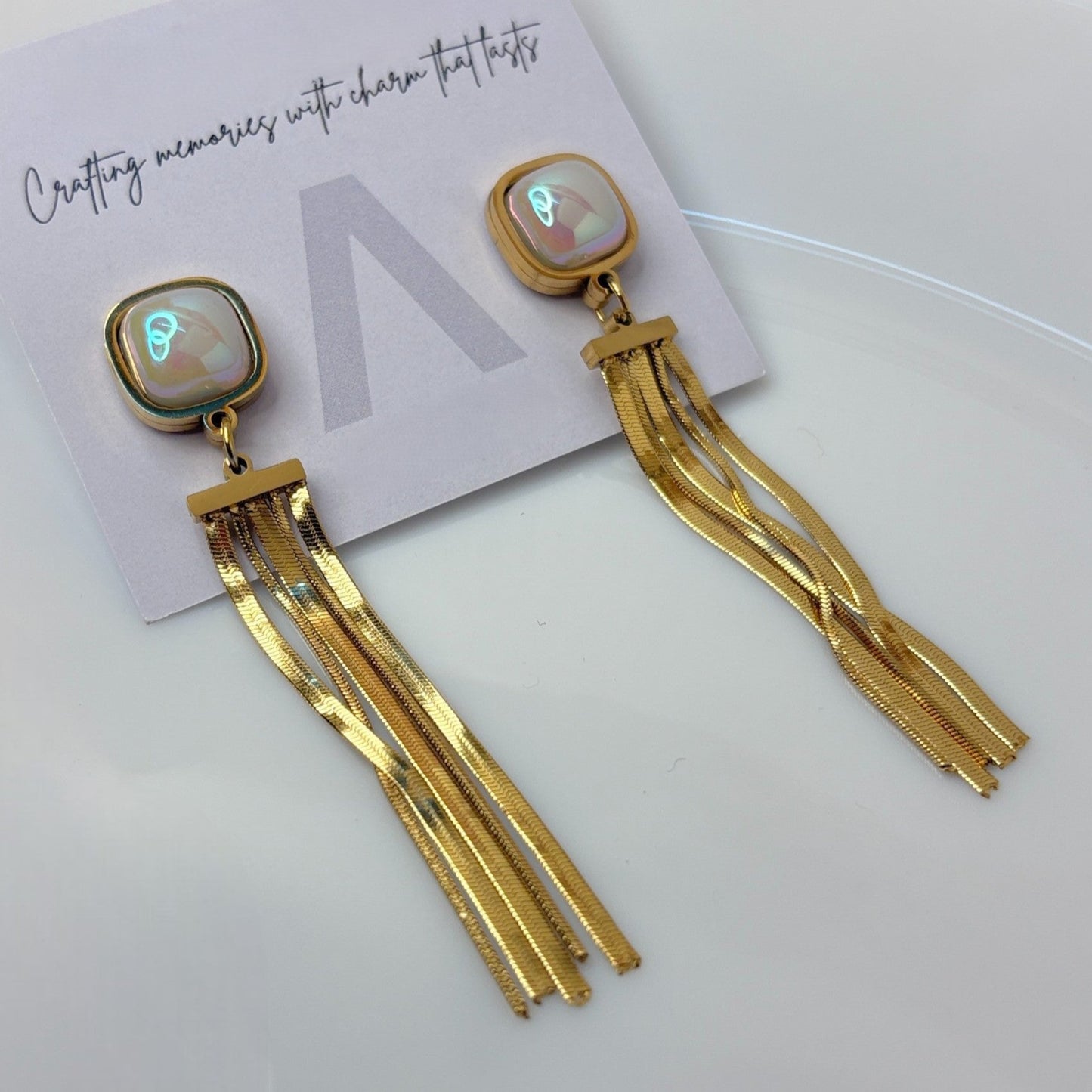 Golden Cascade Pearl Earrings