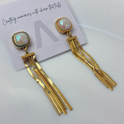 Golden Cascade Pearl Earrings