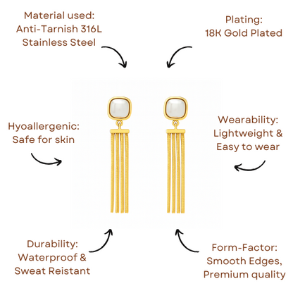 Golden Cascade Pearl Earrings